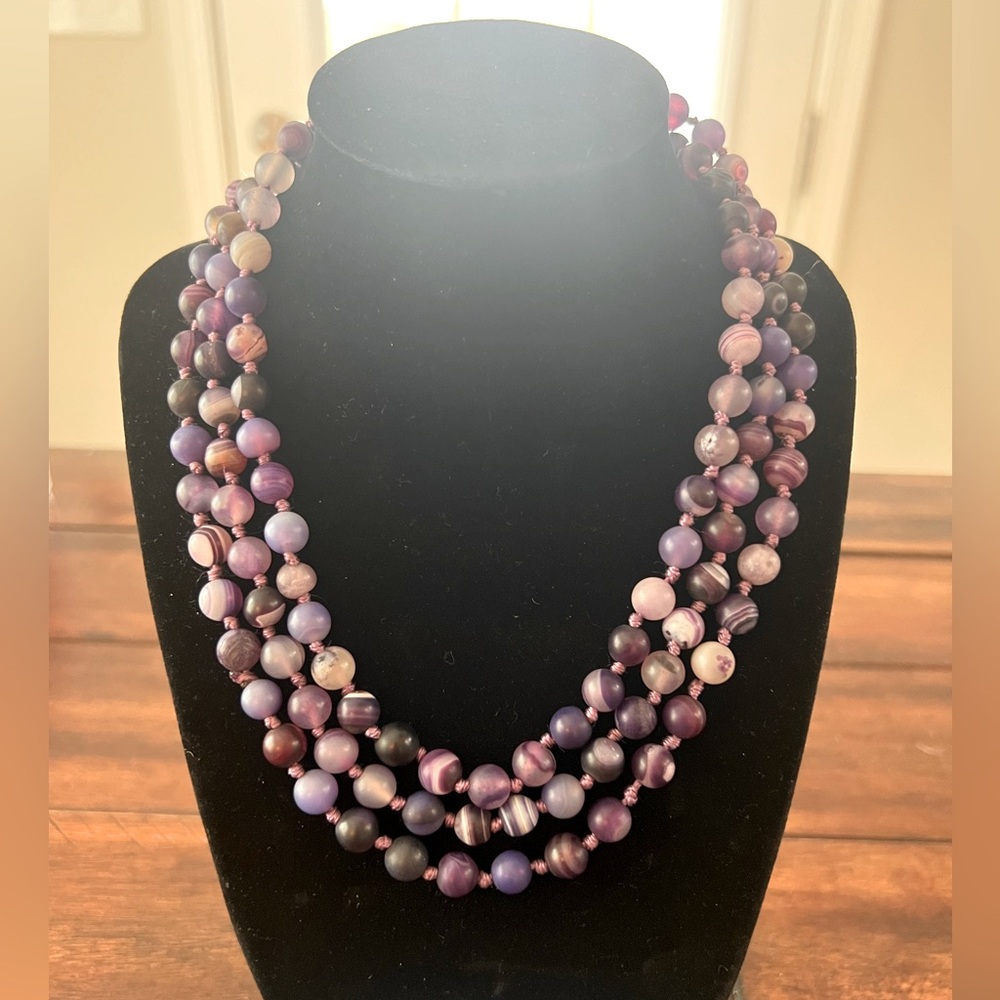 Purple Agate Necklace.  26 inches.